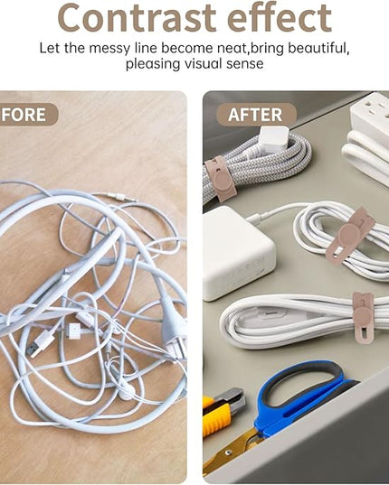 Oligei 25 Pcs Silicone Cable Ties, Cable Ties Reusable, High Elasticity Cord Wraps for Electrical Cords, Cord Organizer for Earphone, Phone Charger(Khaki)