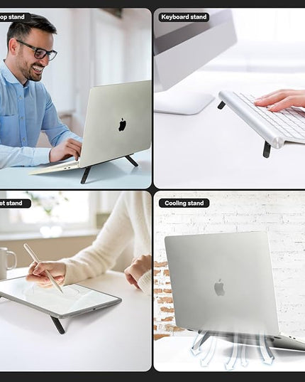Zupro Laptop Feet,2024 New Model Laptop Stand,Self-Adhesive Foldable Adjustable Heights,Invisible Aluminum Lightweight Notebook Keyboard Riser,Compatible with 10 to17 inch Notebook Computer.(Black)