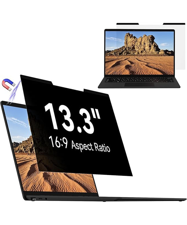 Mamol Magnetic Laptop Privacy Screen 13.3 inch ,16:9 Aspect Removable Anti Glare Protector Blue Light Privacy Screen Filter,Filter Shield Compatible with HP/Dell/Acer/Asus/Samsung/Lenovo/Thinkpad Envy