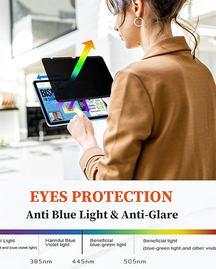 Upgraded 360° Magnetic Privacy Screen Protector for iPad 10th generation (2022) / 11th generation (2025) (Landscape+Portrait Privacy), Removable 4-Way Anti Spy Screen Film, Anti Glare Blue Light Filter, High Sensitive Bubble Free Screen