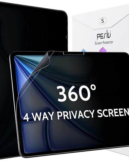 Peslv 360° Privacy Screen for iPad Air 13 Inch 2024/2025 (M2/M3, 6th/7th Gen), Anti Glare Blue Light Spy Filter Private Cover, High Sensitive Bubble-Free Easy Install Black Security Protector