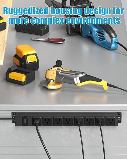 HHSOET Magnetic Mount Power Strip, 8 Outlet Mountable Socket, Metal Heavy Duty Surge Protector, Gaming Table Outlet, Easy to Fix Without Drilling or Taping, 3FT Extension Cord.(Black)
