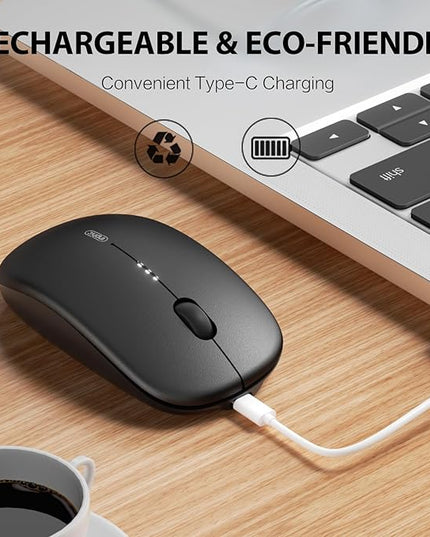 INPHIC M1 II Wireless Mouse Bluetooth, 80g Tri-Mode (Bluetooth 5.0/4.0+USB) Computer Mouse, Visible Battery Leval, Type-C Charging, for Windows/PC/Mac/Tablet/Laptop - Black