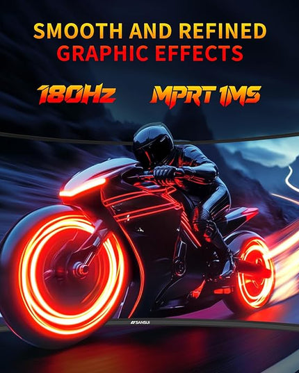 SANSUI 27 Inch WQHD 2560X1440 Curved Gaming Monitor, 180Hz MPRT 1ms Computer Monitor,HDMI2.0 * 2, DP1.2 * 2, Freesync, Curved 1500R, 5000:1 Contrast Ratio, 120% sRGB,HDR(ES-G27C1Q DP Cable Included)