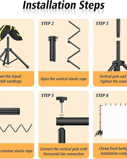 Backdrop Stand 10x7.5ft(WxH), Heavy Duty Adjustable Photo Back Drop Stand kit, Suitable for Party, Photography, Weddings