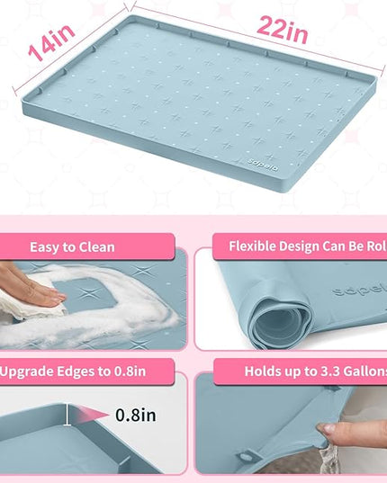Sdpeia Under Sink Mat 22"×14" Waterproof Silicone Cabinet Liner & Sink Protector for Kitchen & Bathroom, Multi-Purpose Organizers Tray for Pets, Laundry, Cat Litter Mat