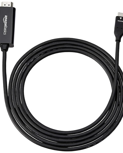 Amazon Basics USB-C (Source) to HDMI (Display) Cable Adapter (Thunderbolt 3 Compatible) 4K@30Hz, 6-Foot, Black