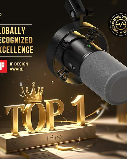FIFINE Dynamic Microphone, XLR/USB Podcast Recording PC Microphone for Vocal Voice-Over Streaming, Studio Metal Mic with Mute, Headphone Jack, Monitoring Volume Control, Windscreen-Amplitank K688