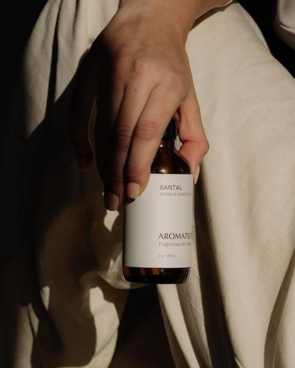 AromaTech Santal Aroma Essential Oil Blend: Luxury Hotel Inspired Aromatherapy with Amber, Vanilla, Cedar & Sandalwood for Ultrasonic Diffusers & Nebulizers - 4 fl oz, 120 mL