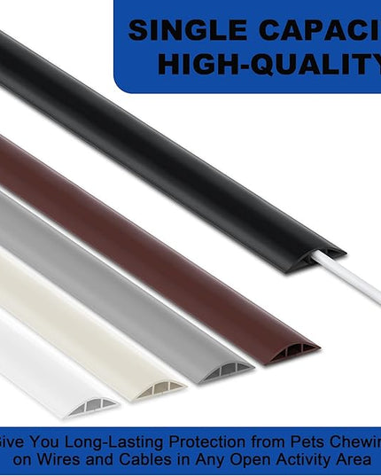 4ft Cord Hider Floor, Heavy Duty Cord Covers for Wires on Floor, Black Floor Cable Management, Hide Cord Cover Floor, Electrical Cable Hider Cord Protector Floor, Cable Cavity: 0.78" W x 0.32" H