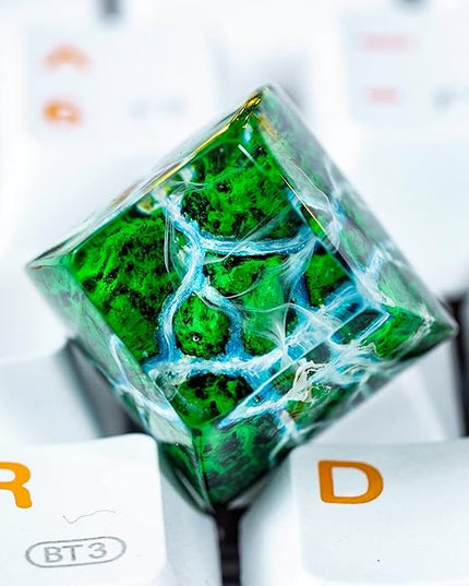 Mystery Mountain Forest with Waterfall Artisan Keycap R1 SA Profile Custom Rain Forest Keycaps 1U ESC Handmade Gaming Resin Key Cap Cherry MX Switch Compatible Mechanical Keyboard Nature Lover Gift