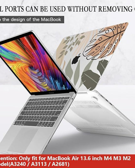 CISSOOK Compatible with MacBook Air 13.6 inch Case 2025 2024 2022 Release A3240 A3113 A2681, Tropical Hard Shell Case with Keyboard Cover for MacBook Air 13 inch M2 M3 M4 Chip
