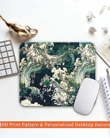 Square Mouse Pad Japanese Art,Personalized Premium-Textured Custom Mouse Mat Design,Washable Mousepad Lycra Cloth,Non-Slip Rubber Base Computer Mouse Pads for Wireless Mouse