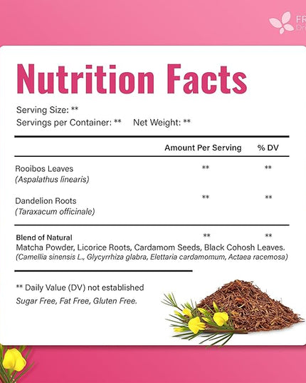 FreshDrinkUS, MenopauseSlim 40 Tea Bags – Herbal Blend with Rooibos, Dandelion Root, Matcha, Licorice, Cardamom & Black Cohosh – Smooth, Earthy Flavor – Premium Quality, Naturally Caffeine-Free Tea