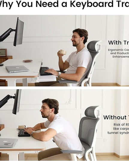 NearHub Large Keyboard Tray Under Desk Slide Out with Extra Sturdy C Clamp Mount System,26'' (30'' including Clamps) x11 Slide-Out Keyboard Drawer Under Desk for Typing,Keyboard Mouse Tray,White