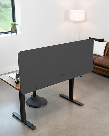 VIVO Clamp-on/Screw-on 60 x 24 inch Privacy Panel, Sound Absorbing Cubicle Desk Divider, Acoustic Partition, Dark Gray, PP-1-V060D
