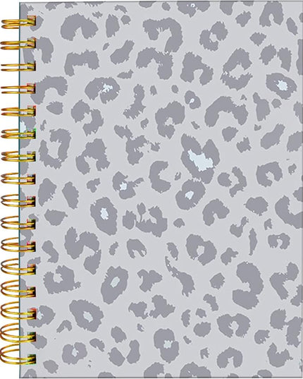 iampanda Spiral Journal Notebook,Strong Twin-Wire Binding with Premium Paper for Girl Women,Luxury Cheetah 60 Sheets A5 College Ruled Notebook/Journal,Perfect for School Office Home Gifts,Gray Leopard