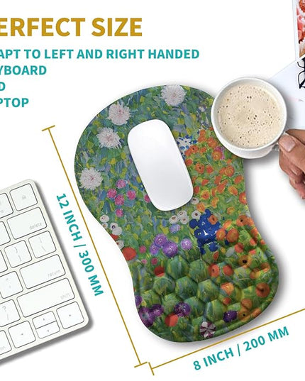 Hokafenle Ergonomic Mouse Pad Wrist Support, Wrist Rest Mousepad for Carpal Tunnel Pain Relief with Integrated Memory Foam Slope Massage Bulge (11.8x7.9 inch,Cute Floral