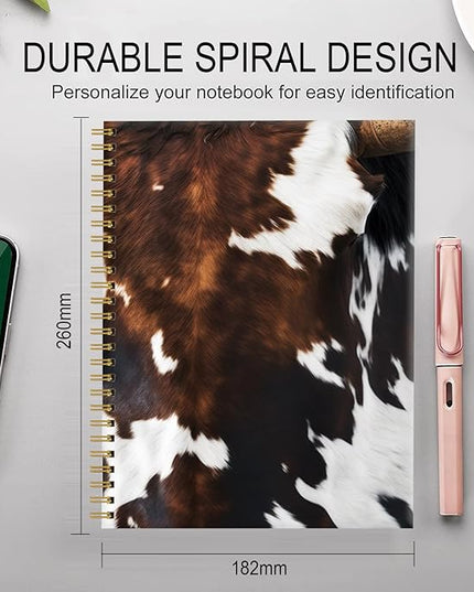 Spiral Journal Notebook for Women,A5 College Ruled Notebooks 6"x 8.4",Cool 120 Pages Lined Journal with Premium Thick Paper,Perfect for School Office Home Gifts(vintage Cowhide)