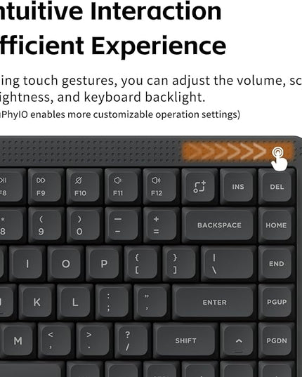nuphy Node75 Wireless Mechanical Keyboard, 75% Hot Swappable Custom Low Profile Keyboard, 84 Keys Computer Gaming Keyboards, Supports Touch Gestures, PBT Keycaps, RGB Backlit, Bluetooth/2.4GHz/USB-C
