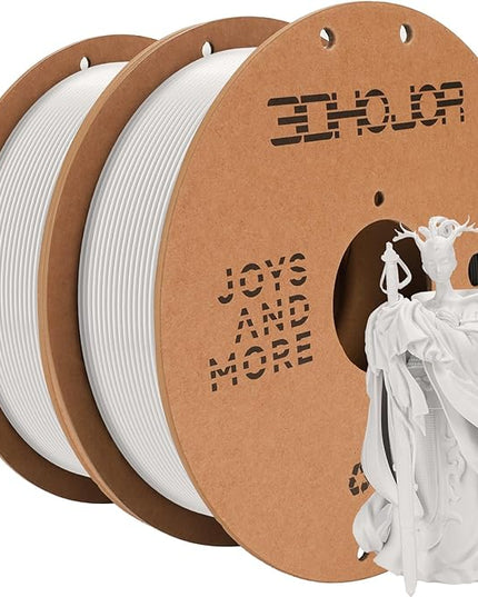 3D Printing Filament Basic PLA Filament Bundle 1.75mm 1kg Cardboard Spool Dimensional Accuracy +/- 0.03 mm Fit Most 3D FDM Printer 1KG*2 spools-White