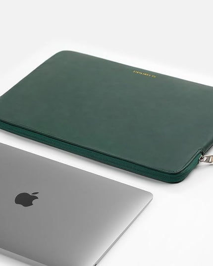 Comfyable Leather Laptop Sleeve Compatible with 16 Inch MacBook Pro M4 2024 & 15 Inch MacBook Air M4 M3 M2 2025, Midnight Green