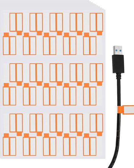 uxcell 300 Pcs Cable Labels, Waterproof Wire Cord Labels Tags, Cord Organizer Management Tags for Charger Cable Organizer Wire Markers Printer, Orange