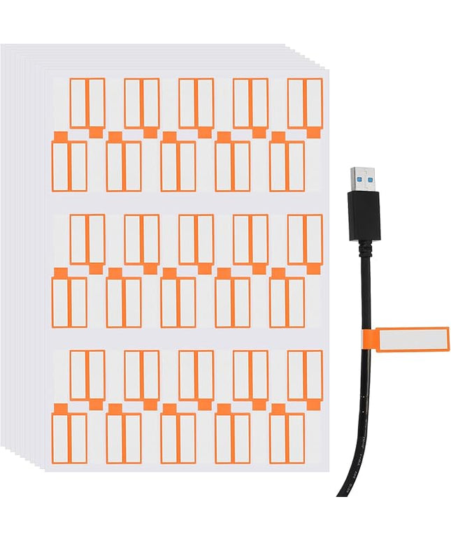 uxcell 300 Pcs Cable Labels, Waterproof Wire Cord Labels Tags, Cord Organizer Management Tags for Charger Cable Organizer Wire Markers Printer, Orange