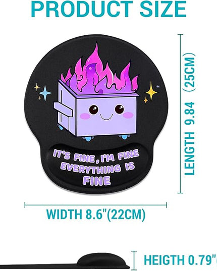 Ergonomic Mouse Pad with Wrist Support, Cute Funny Gel Mouse Pads Wrist Rest, Dumpster on Fire Comfortable Computer Mousepad for Gaming Laptop Work Home Desk Accessories Office Supplies Decor