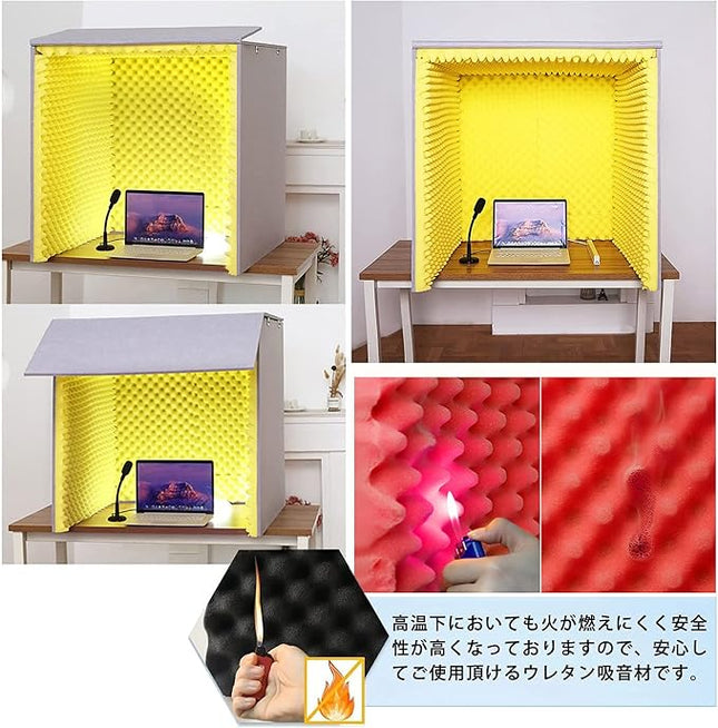 Portable Isolation Sound Booth,Desktop Soundproof Cover,Self Made Sound Recording Studio,Acoustic Foam Panel,Absorbing Shield,Noise Isolator,Purple