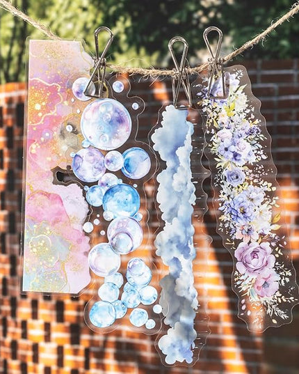 AuriicLeaf PET Scrapbook Stickers Set, 120PCS Journaling Supplies with 6 Themes Book Wall Ocean City Tree Bubble Decorative Stickers for DIY Crafts and Planners