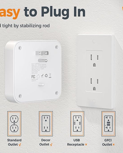 Surge Protector Outlet Extender, TESSAN Multi Plug Adapter with 4 Outlet Splitter and 3 USB (1 USB C), Multiple Plug Expander for Home Office Dorm Room Essentials