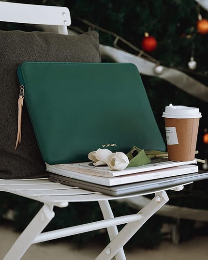 Comfyable Slim Protective Laptop Sleeve 14 Inch Snugly Compatible with MacBook Pro 14-inch M5 M4 M3 M2 M1 Pro/Max 2025, PU Leather Bag Waterproof Cover Notebook Computer Case for Mac, Green