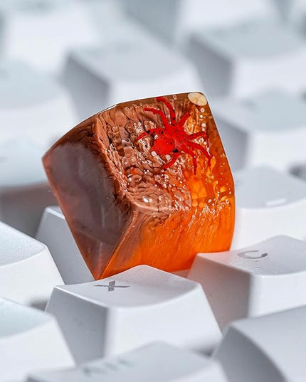 Tarantula Spider Artisan Keycap Orange and Brown Forest R1 SA Profile Custom Insects Keycaps 1U ESC Handmade Gaming Resin Key Cap Cherry MX Switch Compatible Mechanical Keyboard Spider Lover Gift