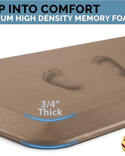 ComfiLife Anti Fatigue Floor Mat – 3/4 Inch Thick Kitchen Mats for Floor, Standing Desk Mat, Kitchen Rug – Comfort at Home, Office – Durable – Stain Resistant – Non-Slip Bottom (24" x 70", Beige)