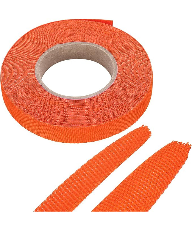 MECCANIXITY Braided Cable Sleeves Heat Shrinkable Fabric Sleeving, 3/8" 33ft Orange 2:1 Ratio Heat Shrinkable Cord Protector for Harness Cable, Network Cable Protection, Cable Management