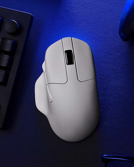 Keychron M7 Wireless Computer Mouse, 26K DPI Optical Computer Mouse, 2.4 GHz/Bluetooth/Wired with Macro Button 63g Lightweight Ergonomic, Up to 70 Hours Worktime for Laptop macOS/Windows - White