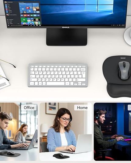 TECKNET Gel Mouse Pad with Wrist Rest, Ergonomic Office Mousepad with Wrist Support - Non-Slip & Smooth Surface Comfortable Desk Accessories Mat for Office, Gaming and Study - Charcoal Black