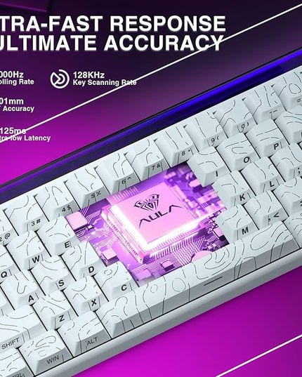 AULA Hero 68 HE 60% Gaming Keyboard Wired, Hall Effect Magnetic Switch Keyboard with 8K Hz Polling Rate, Side Printed PBT Keycaps, RGB Backlit Light Box, Customizable Web Software for PC/Mac Gamers