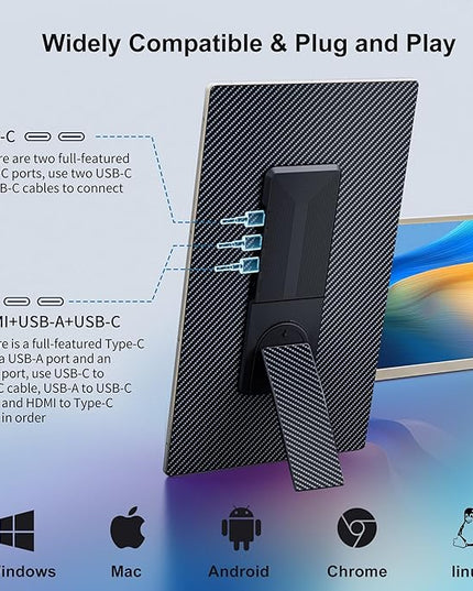 LivElect-m 15.6" Triple Laptop Screen Extender, FHD 1080P IPS Laptop Monitor Extender, Detachable Screen Travel Monitor Laptops with Speakers, Plug&Play, Compatible with Mac/Android/Win