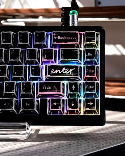 XVX Black Translucent Keycaps,PBT Keycap Set Cherry Profile,Dye Sublimation Graffiti Keyboard Keycaps Suitable for 60% 65% 75% 80% 100% MX Switches Mechanical Keyboard