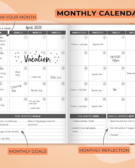 Clever Fox Planner – Undated Weekly & Monthly Planner for Productivity, Time Management & Goals – Organizer Journal – A5 (Orange)