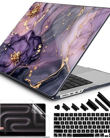 DONGKE Case for M5 MacBook Pro 14 inch 2025 2024-2021 M4 M3 M2 M1, Plastic Hard Shell Cover Compatible with A3434 A3112 A3401 A3185 A2992 A2779 A2442, Retina XDR Display & Touch ID, Purple Hydrangea