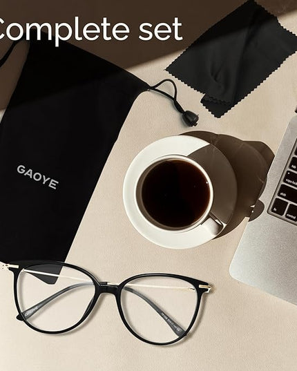 Gaoye Blue Light Blocking Glasses - Trending Round TR90 Frames, Metal Arms, UV400 Protection - Matching Soft Case