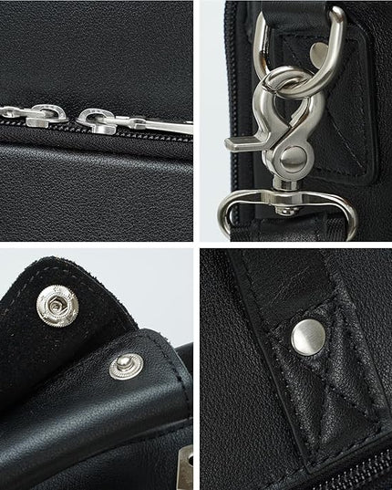 Masa Kawa Leather Briefcase for Men 17/15.6" Laptop Crossbody Shoulder Messenger Bag Business Travel Work Attache Case