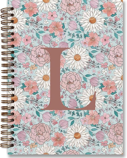 Vintage Floral Personalized Notebook, Initial Letter L Notebook Journal ,Vintage Flower Notebook for Work School Office Supplies,,Monogrammed Notebook for Women Teen Girl,Back to School Supplies 5.5 x 8.3