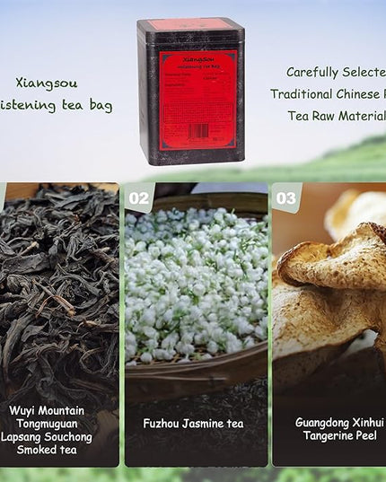 Xiangsou Moistening Tea,Lapsang Souchong Tea,Chinese Classical Smoked Black Tea with 30 Tea Bags,Strong Flower Fragrance With a Smoky Taste