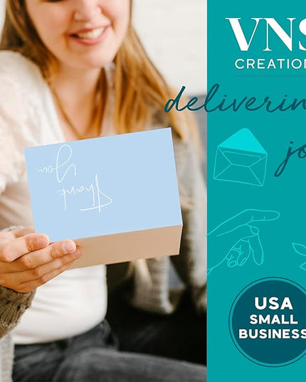 VNS Creations 20 Pack Thank You Cards With Envelopes, Stickers, 4x6 Inch Blank Thank You Notes - Bulk Box Set Large Notes for Graduation, Wedding, Small Business, Baby & Bridal Shower - Light Blue