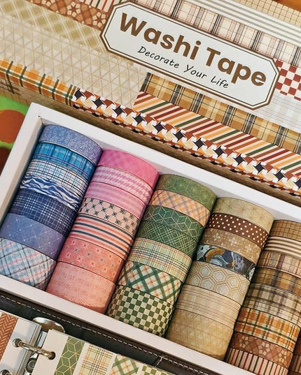Bomichi Washi Tape, 42 Rolls Aesthetic Colored Decorative Cute Scrapbook Tape for Scrapbooking Supplies Journaling Craft Junk Journal