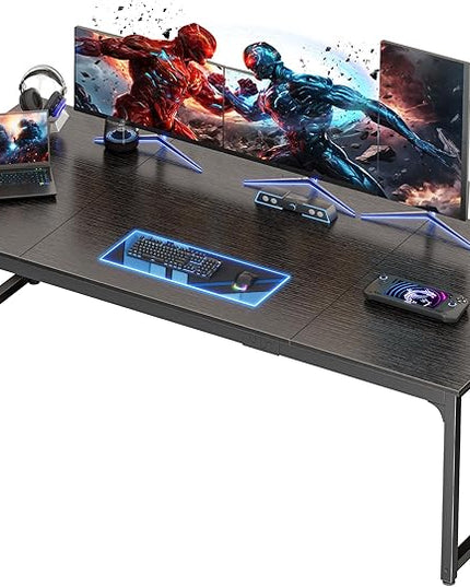 PRAISUN 70.8 X 29.5 Inch Computer Desk with Deeper Desktop, Gaming Office Writing Work Desk for Home Office, Study, Bedroom, Work from Home, Metal Frame, Black